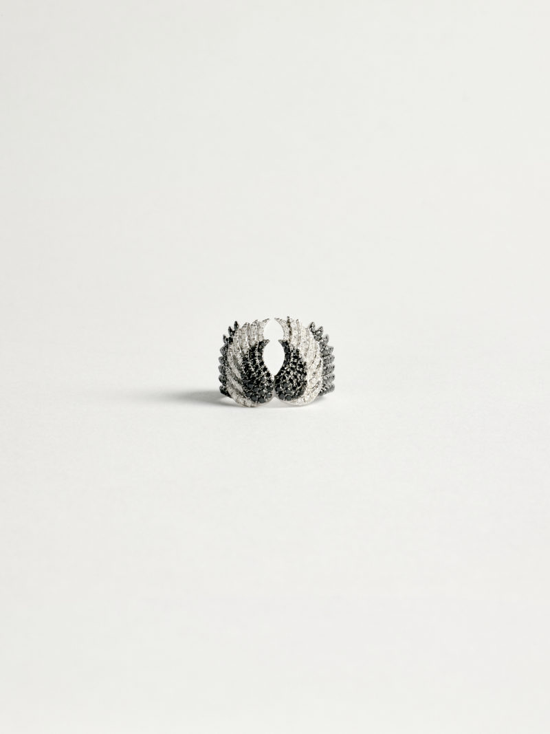 Bague diamant en or blanc et noir ailes | The Drays