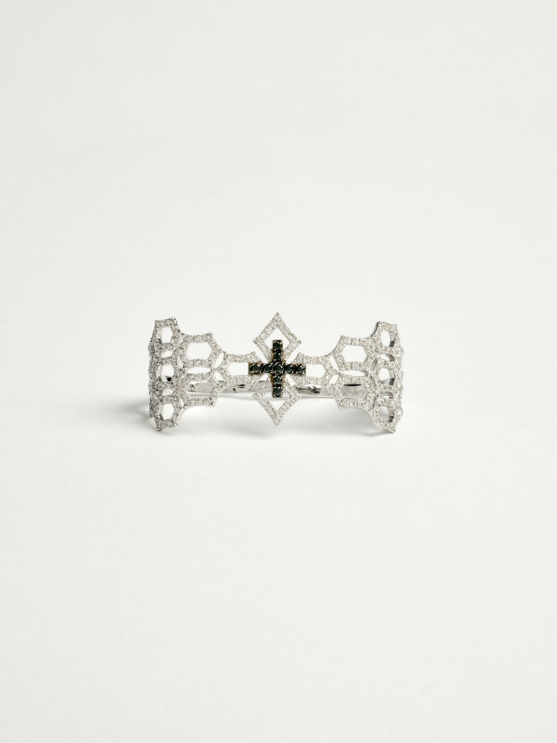 Bague croix diamant et or blanc | The Drays